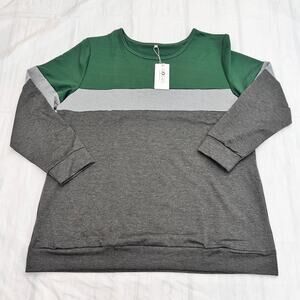ROSRISS Plus-Size Sweatshirts Women Color Block Long Sleeve Pockets Pullover 16W